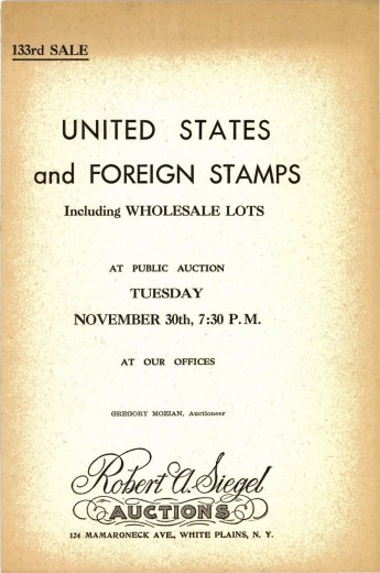 Catalog Cover Sale no. 133 — Siegel Auction Galleries
