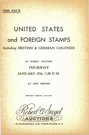 Catalog Cover Sale no. 134 — Siegel Auction Galleries