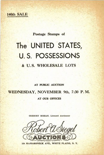 Catalog Cover Sale no. 140 — Siegel Auction Galleries