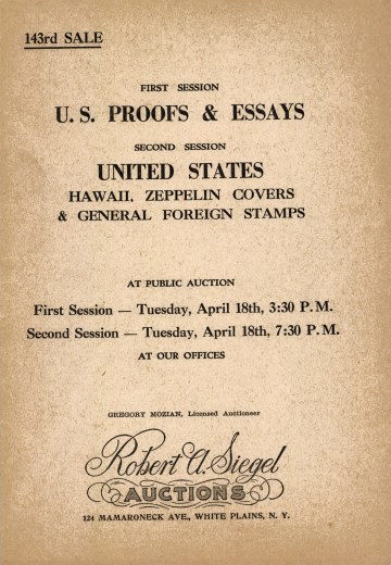 Catalog Cover Sale no. 143 — Siegel Auction Galleries