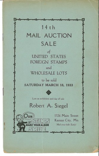 Catalog Cover Sale no. 14 — Siegel Auction Galleries