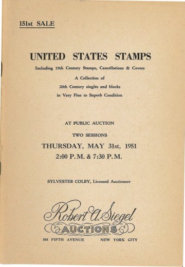 Catalog Cover Sale no. 151 — Siegel Auction Galleries