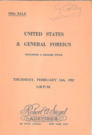 Catalog Cover Sale no. 155 — Siegel Auction Galleries