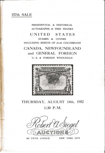 Catalog Cover Sale no. 157 — Siegel Auction Galleries