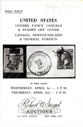Catalog Cover Sale no. 162 — Siegel Auction Galleries