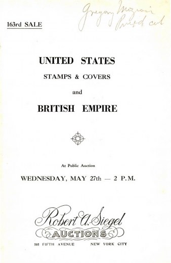 Catalog Cover Sale no. 163 — Siegel Auction Galleries