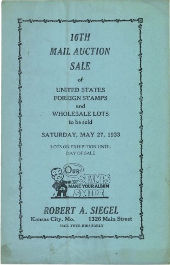 Catalog Cover Sale no. 16 — Siegel Auction Galleries