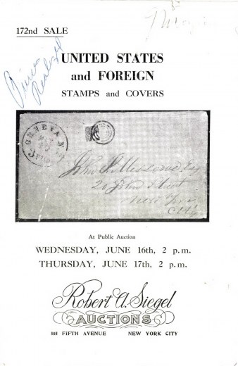 Catalog Cover Sale no. 172 — Siegel Auction Galleries