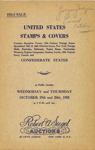 Catalog Cover Sale no. 183 — Siegel Auction Galleries