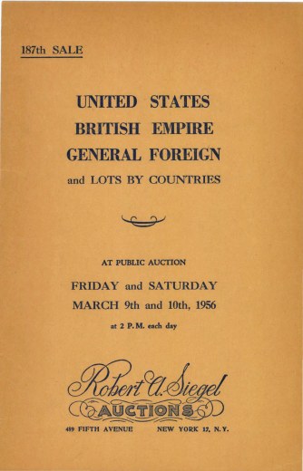 Catalog Cover Sale no. 187 — Siegel Auction Galleries
