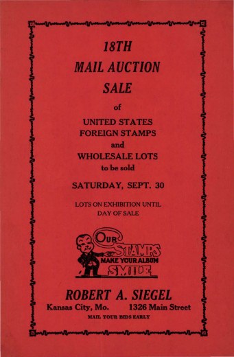 Catalog Cover Sale no. 18 — Siegel Auction Galleries