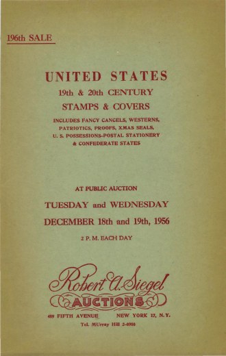 Catalog Cover Sale no. 196 — Siegel Auction Galleries