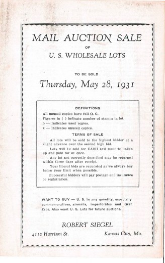 Catalog Cover Sale no. 1 — Siegel Auction Galleries