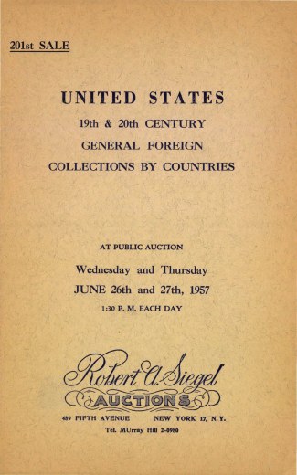 Catalog Cover Sale no. 201 — Siegel Auction Galleries
