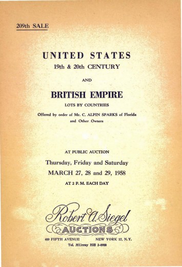 Catalog Cover Sale no. 209 — Siegel Auction Galleries