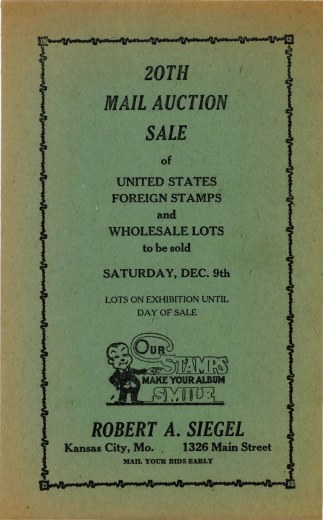 Catalog Cover Sale no. 20 — Siegel Auction Galleries