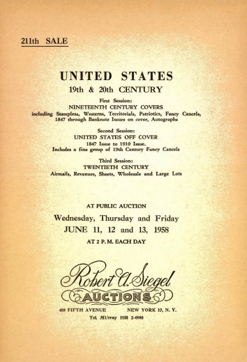 Catalog Cover Sale no. 211 — Siegel Auction Galleries