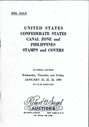 Catalog Cover Sale no. 215 — Siegel Auction Galleries