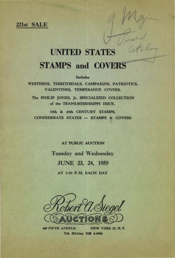Catalog Cover Sale no. 221 — Siegel Auction Galleries