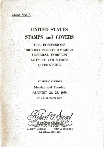 Catalog Cover Sale no. 222 — Siegel Auction Galleries