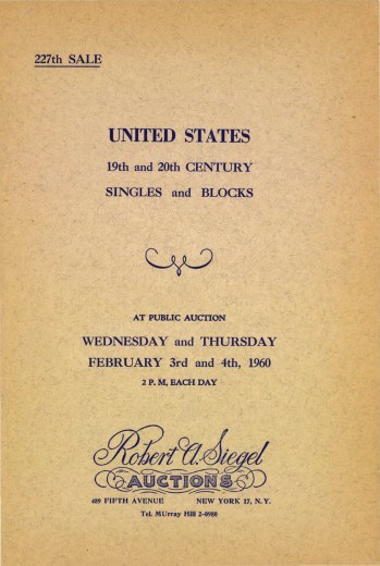 Catalog Cover Sale no. 227 — Siegel Auction Galleries