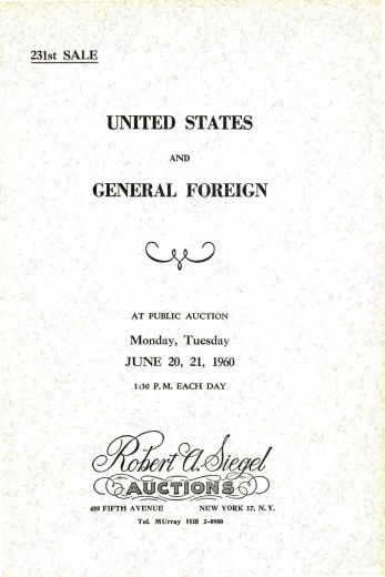 Catalog Cover Sale no. 231 — Siegel Auction Galleries