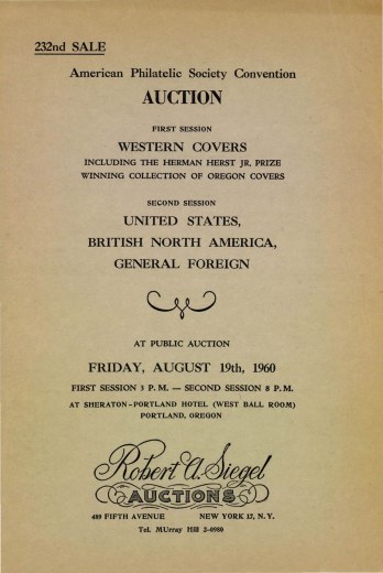 Catalog Cover Sale no. 232 — Siegel Auction Galleries