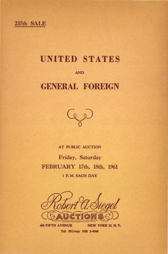 Catalog Cover Sale no. 237 — Siegel Auction Galleries