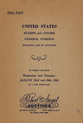 Catalog Cover Sale no. 242 — Siegel Auction Galleries