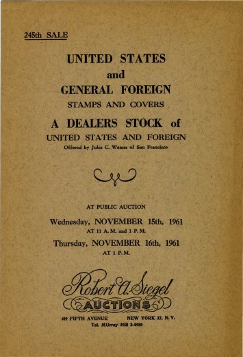 Catalog Cover Sale no. 245 — Siegel Auction Galleries