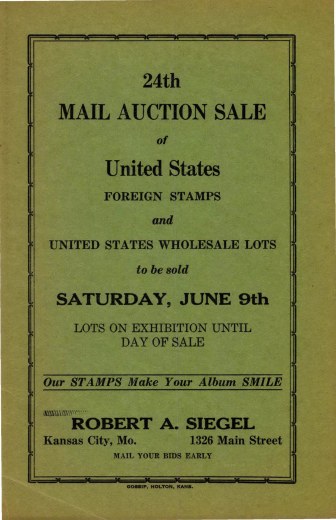 Catalog Cover Sale no. 24 — Siegel Auction Galleries