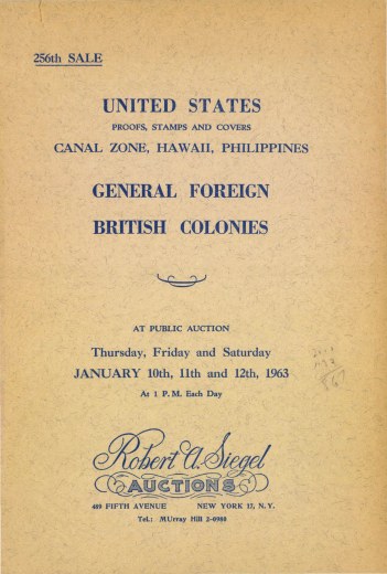 Catalog Cover Sale no. 256 — Siegel Auction Galleries