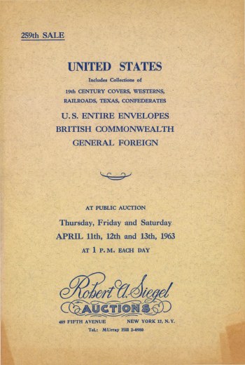 Catalog Cover Sale no. 259 — Siegel Auction Galleries