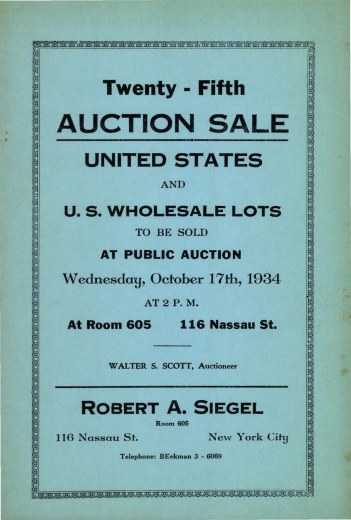 Catalog Cover Sale no. 25 — Siegel Auction Galleries