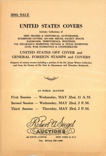 Catalog Cover Sale no. 260 — Siegel Auction Galleries