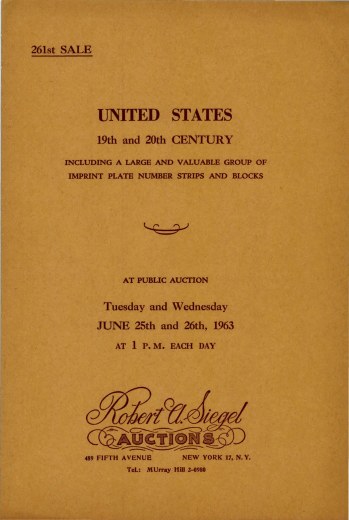 Catalog Cover Sale no. 261 — Siegel Auction Galleries