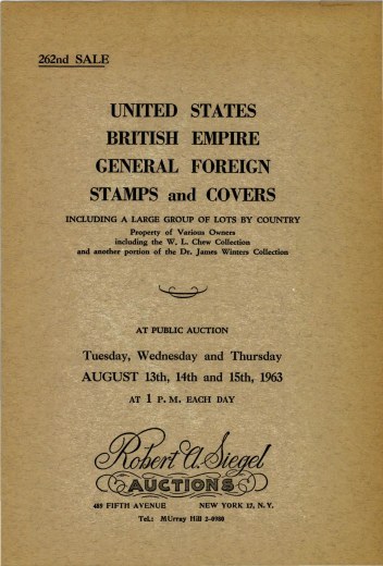 Catalog Cover Sale no. 262 — Siegel Auction Galleries