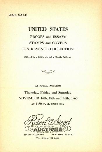 Catalog Cover Sale no. 265 — Siegel Auction Galleries
