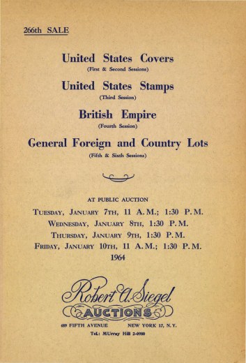 Catalog Cover Sale no. 266 — Siegel Auction Galleries