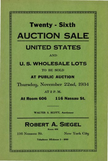 Catalog Cover Sale no. 26 — Siegel Auction Galleries