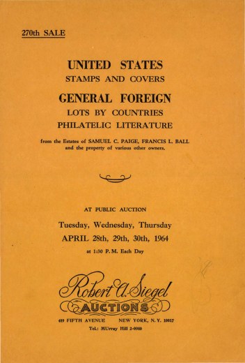 Catalog Cover Sale no. 270 — Siegel Auction Galleries