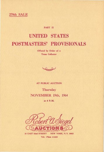Catalog Cover Sale no. 278 — Siegel Auction Galleries