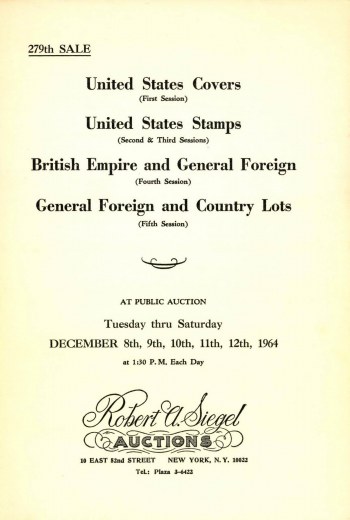 Catalog Cover Sale no. 279 — Siegel Auction Galleries