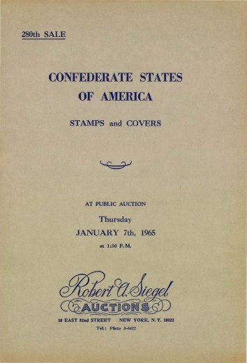 Catalog Cover Sale no. 280 — Siegel Auction Galleries