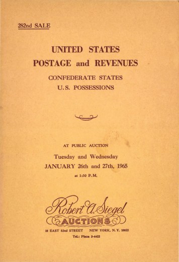 Catalog Cover Sale no. 282 — Siegel Auction Galleries