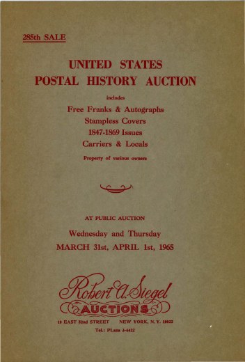 Catalog Cover Sale no. 285 — Siegel Auction Galleries