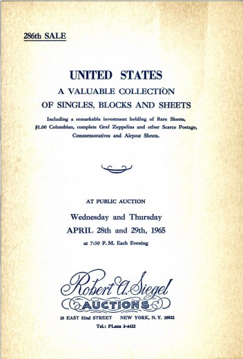 Catalog Cover Sale no. 286 — Siegel Auction Galleries