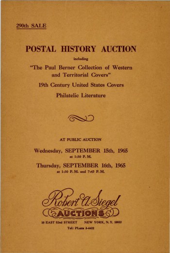 Catalog Cover Sale no. 290 — Siegel Auction Galleries