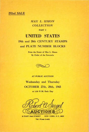 Catalog Cover Sale no. 292 — Siegel Auction Galleries