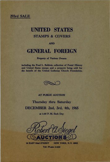Catalog Cover Sale no. 293 — Siegel Auction Galleries